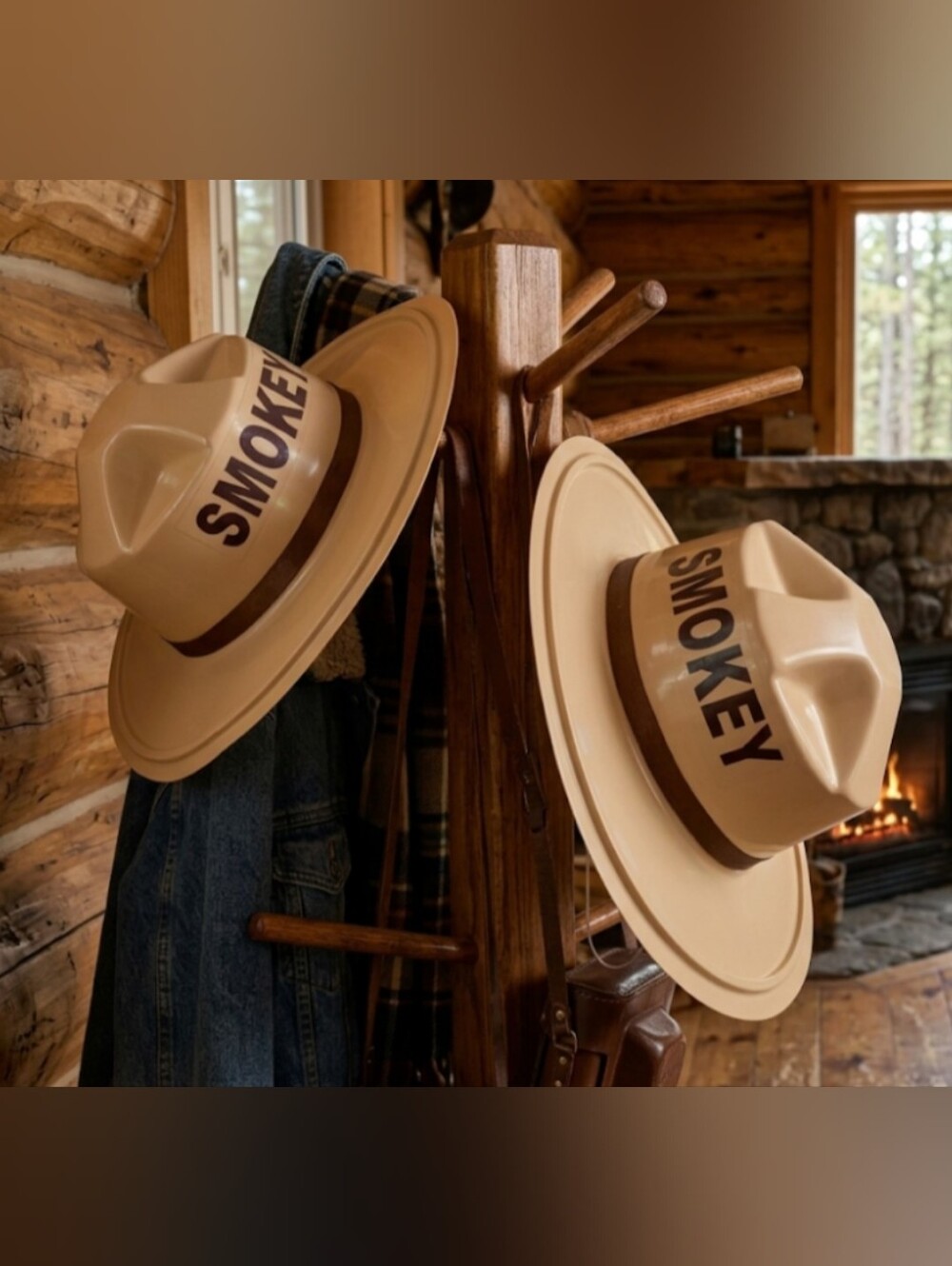 Vintage Smokey Bear Plastic Ranger Hats – Set of 2 | Costume & Display Props